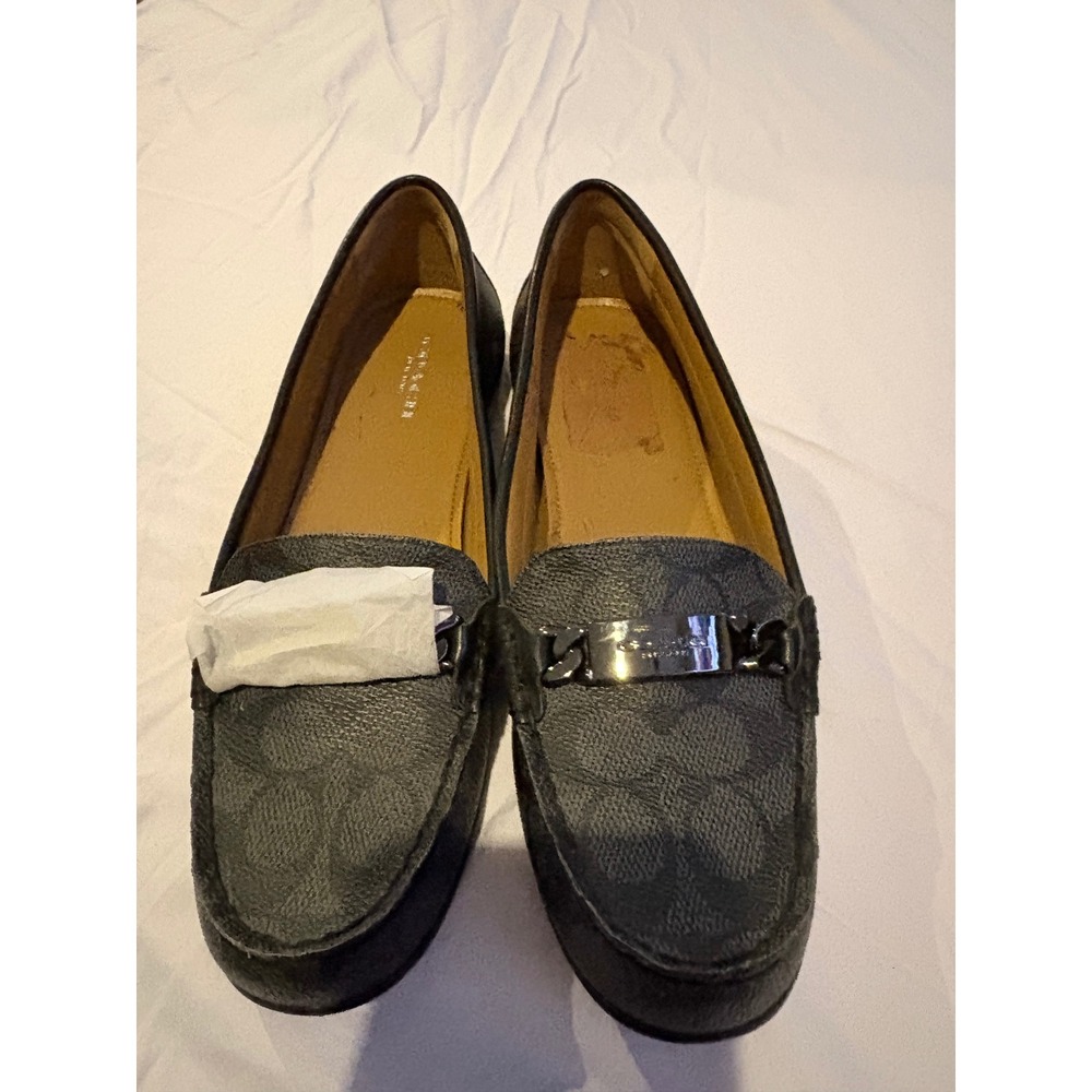 Coach Signature Monogram Driver‎ Loafers Charcoal Black Gunmetal Hardware